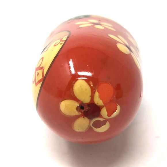 Matryoshka Russian Chime Doll Vintage Hand Painted Roly Poly Folk Art Set of 2 - Picture 7 of 16